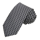 Zig Zag Slim Tie - Black White