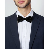 Silk Blend Solid Bow Tie - Black Silk Blend Solid Bow Tie - Black