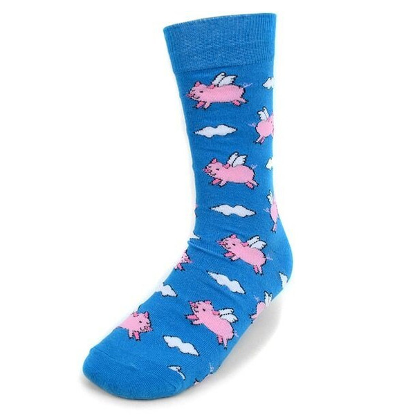 Men's Flying Pigs Novelty Socks - Blue