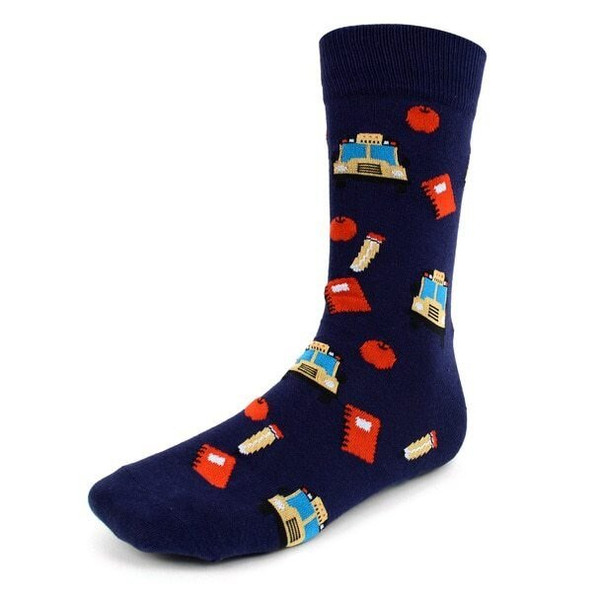 Men's Back to School Crew Novelty Socks - Navy