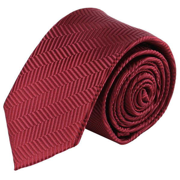 Boys Tone on Tone Herringbone Neck Tie - Burgundy