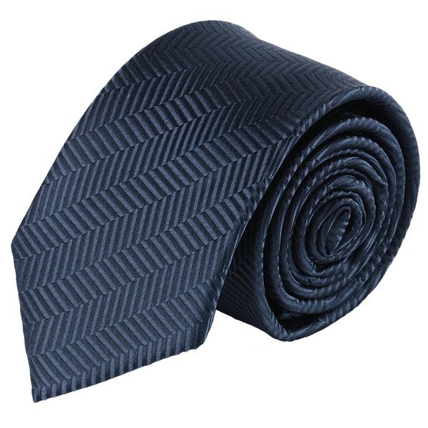 Boys Tone on Tone Herringbone Neck Tie - Navy Blue