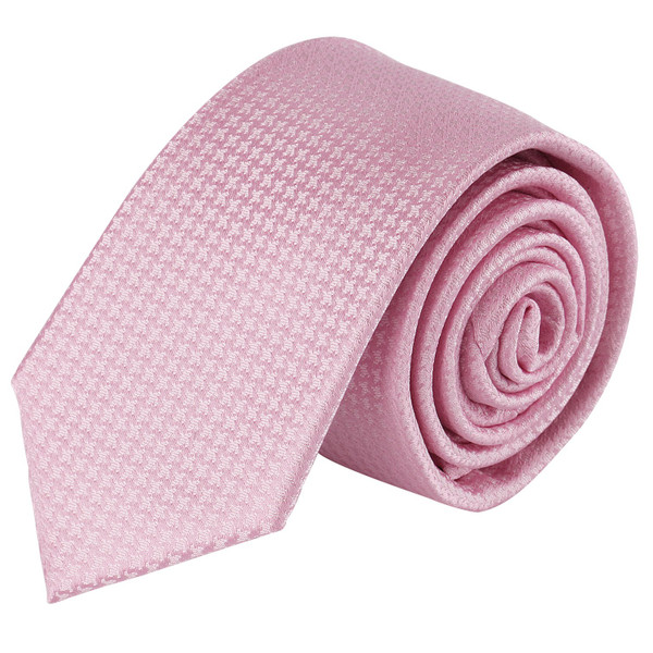 Boys Tone on Tone Houndstooth Neck Tie - Bridal Pink