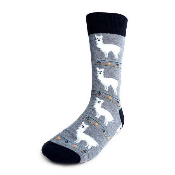 Men's Alpaca Crew Novelty Socks - Gray