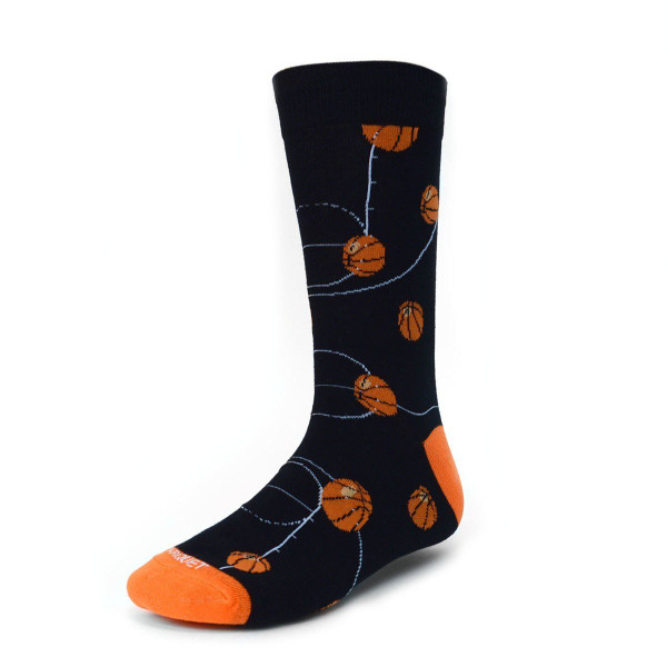 Men's Basketball Court Premium Crew Novelty Socks - Black