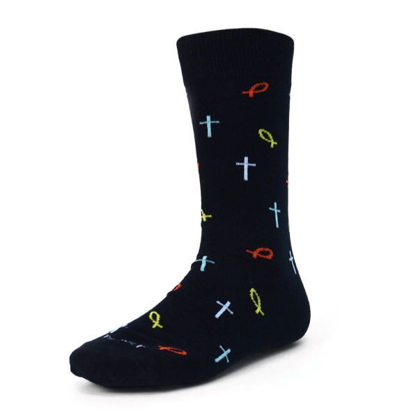 Men's Religious Premium Crew Novelty Socks - Black