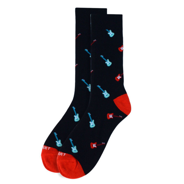 Men's Guitars Premium Crew Novelty Socks - Black