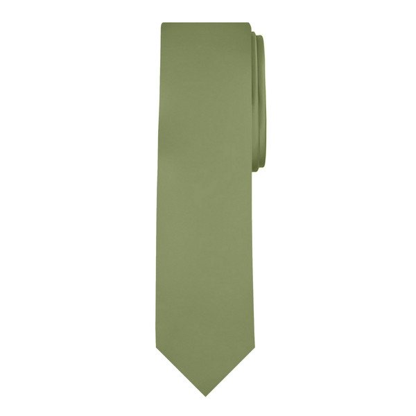 Men's Olive Green Slim Solid Color Necktie