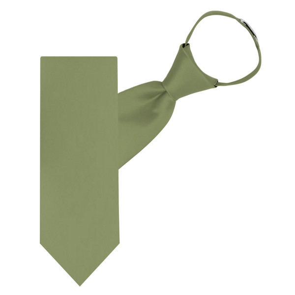 Men's Pre-Tied Zipper Solid Color Necktie - Olive Green