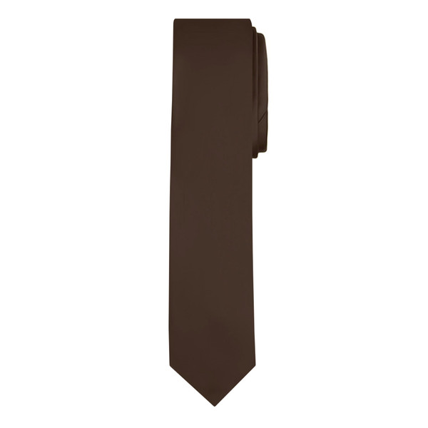 Men's Brown Skinny Solid Color Necktie