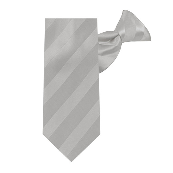 Kid's Tonal Stripe 14 inch Clip-On Tie - Silver