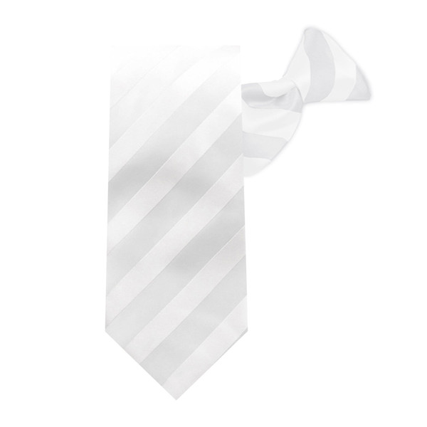 Kid's Tonal Stripe 14 inch Clip-On Tie - White