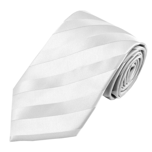 Solid Tonal Stripe Tie - White