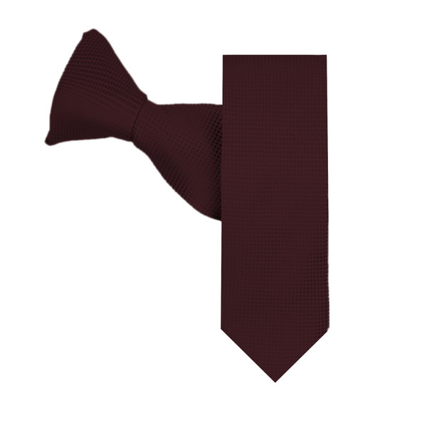 Kid's Mini Squares 14 inch Clip-On Tie - Burgundy