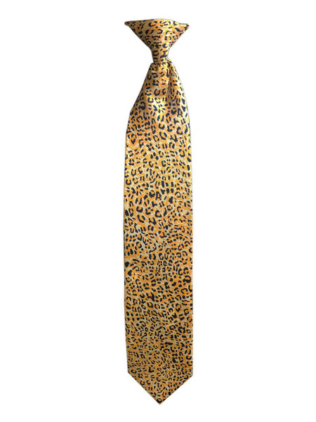 Men's Cheetah Animal Print Regular Length Pre-Tied Clip-On Neck Tie