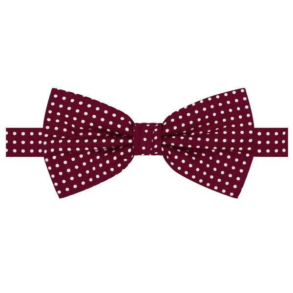 Banded Polka Dot Bow Tie - Burgundy