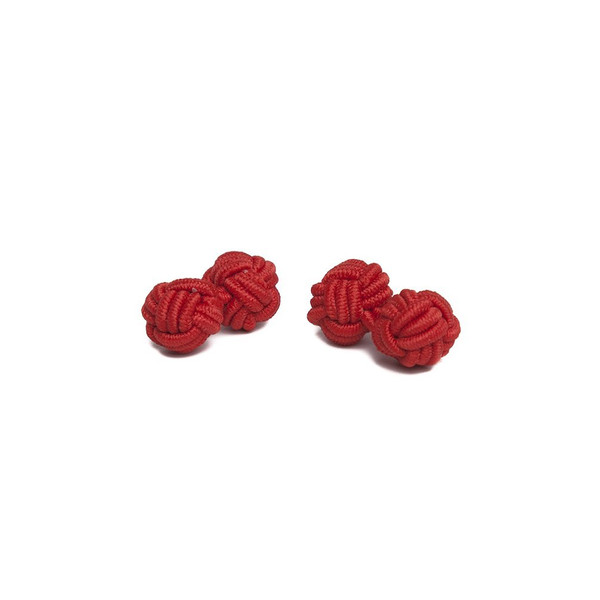 Silk Knot Solid Cufflinks - Crimson Red