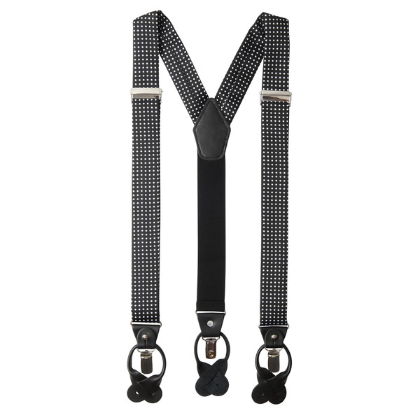 Polka Dot Suspenders - Black
