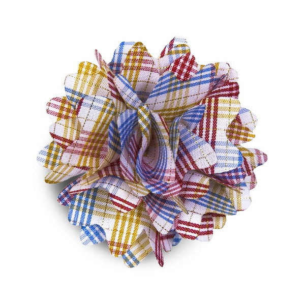 Spring Plaid Lapel Flower Pin - Rainbow