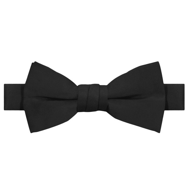 Kid's Solid Banded Bow Tie - Black