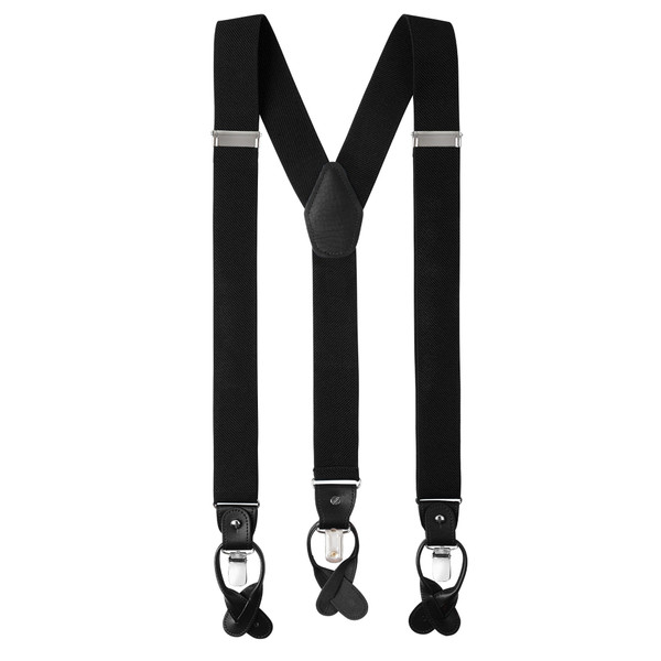 Solid Elastic Suspenders - Black - Jacob Alexander