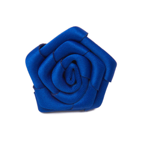 Satin Open Rose Lapel Flower Pin - Royal