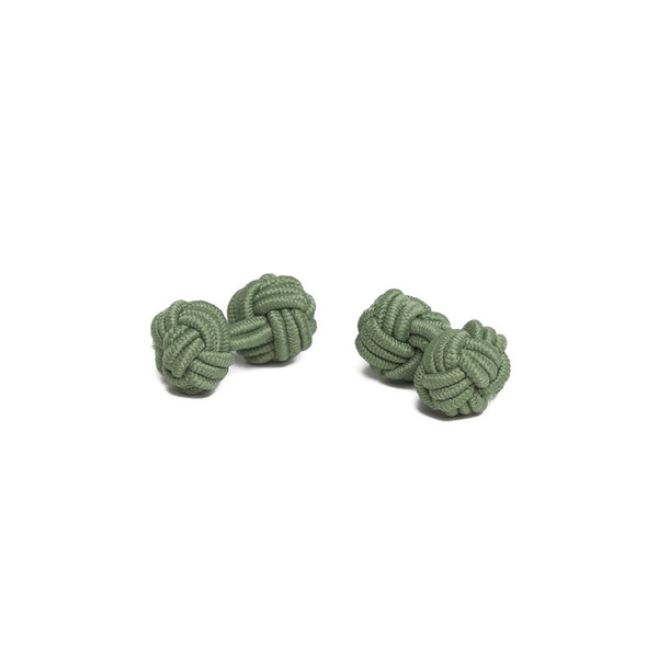 Silk Knot Solid Cufflinks - Green Olive