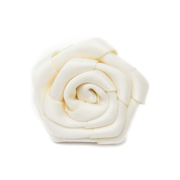 Satin Open Rose Lapel Flower Boutonniere - Cream