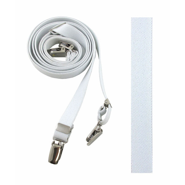 Narrow Solid Suspenders - White