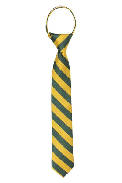 Kid's Woven Striped 14 inch Zipper Tie - Green Gold