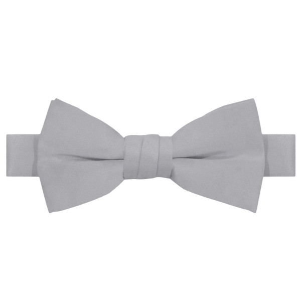 Kid's Solid Banded Bow Tie - Silver