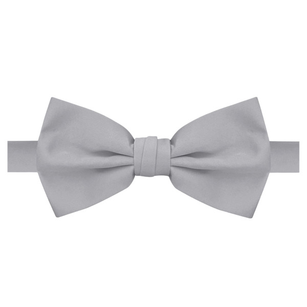 Banded Solid Bow Tie - Silver