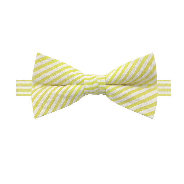 Banded Seersucker Striped Bow Tie - Yellow