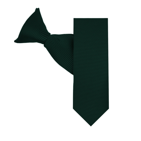 Kid's Mini Squares 14 inch Clip-On Tie - Hunter Green