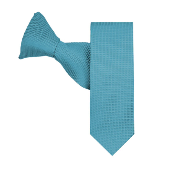 Kid's Mini Squares 14 inch Clip-On Tie - Turquoise