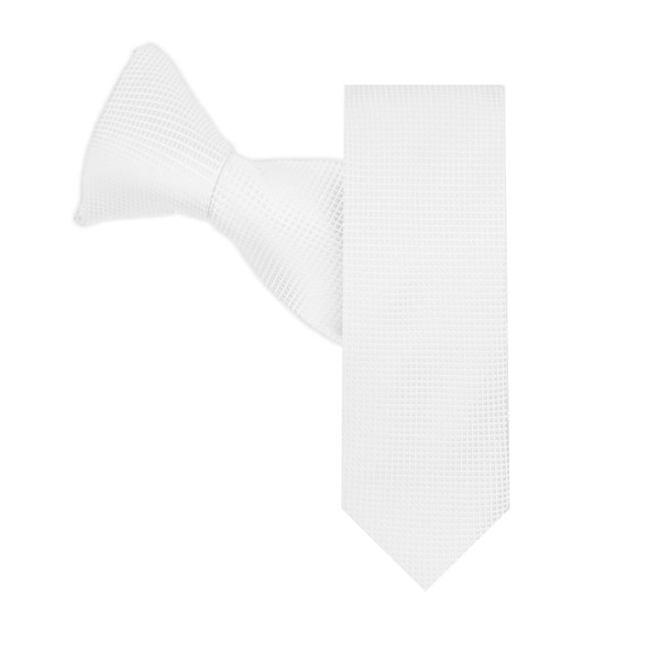 Boys' Woven Subtle Mini Squares Pre-Tied Clip-On Neck Tie - White