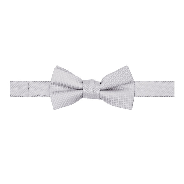 Kid's Woven Mini Squares Banded Bow Tie - Silver
