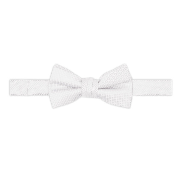 Kid's Woven Mini Squares Banded Bow Tie - White