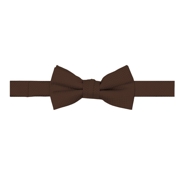 Kid's Woven Mini Squares Banded Bow Tie - Brown