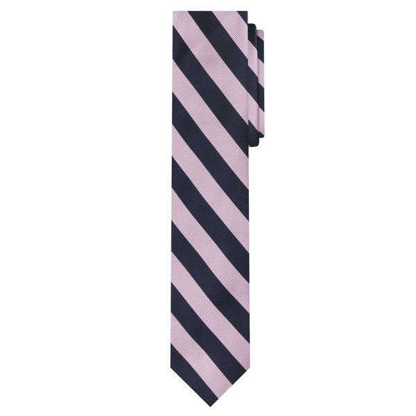 Woven Narrow-Striped Slim Tie - Pink Navy
