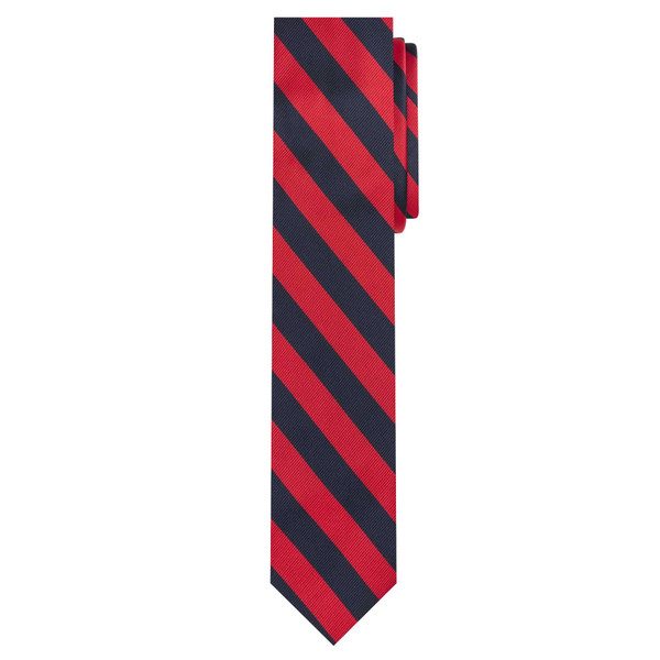 Woven Narrow-Striped Slim Tie - Red Black