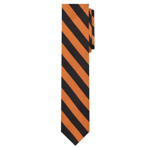 Woven Narrow-Striped Slim Tie - Orange Black