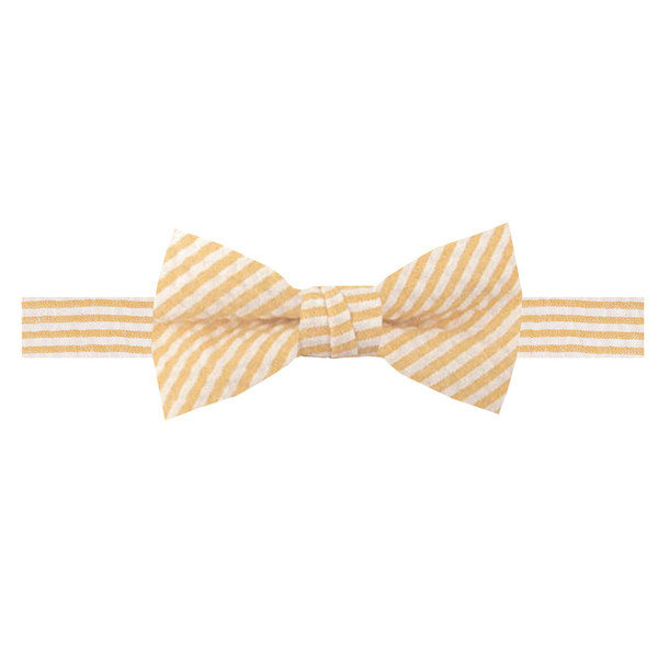 Kid's Seersucker Striped Banded Bow Tie - Peach