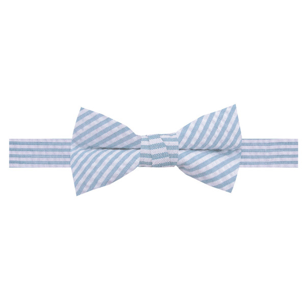 Kid's Seersucker Striped Banded Bow Tie - Baby Blue