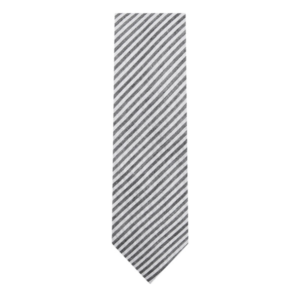 Kid's Seersucker Striped Tie - Black