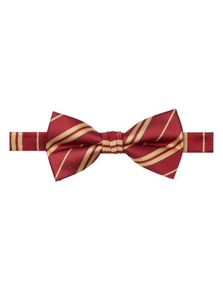 Banded Double Gold Stripe Bow Tie - Burgundy