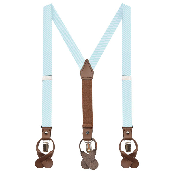 Kid's Seersucker Striped Suspenders - Turquoise