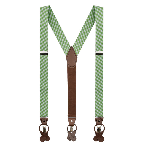 Gingham Suspenders - Lime Green