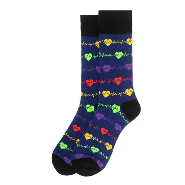 Pair of Men's Valentine's Day Heart Monitor Novelty Cotton Blend Socks