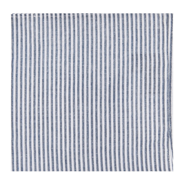 Seersucker Striped Pocket Square - Navy Blue